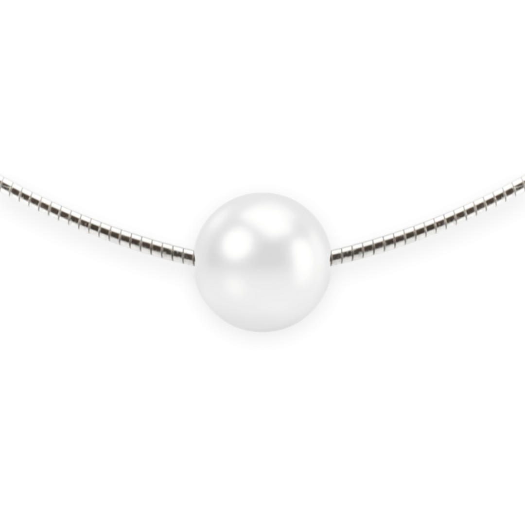 Perlen-Anhänger „Schwebende Perle“ Crystal White